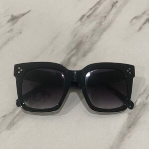 Women's Black Square Sunglasses with Subtle Stud Accents